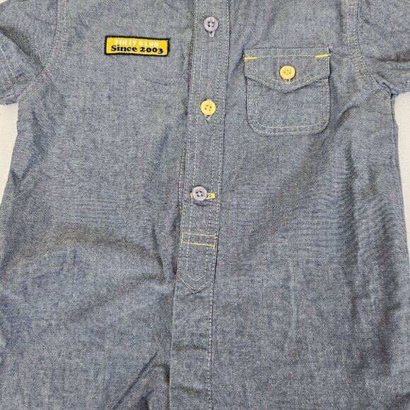 Dickies One Piece Baby Romper 6-9 mo Blue Denim Chambray Garage Moto Boy Girl - Picture 8 of 16